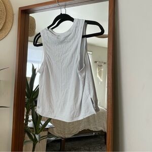 Lululemon Size S white Sleeveless Perforated Laser Cut Muscle Tank Workout Top